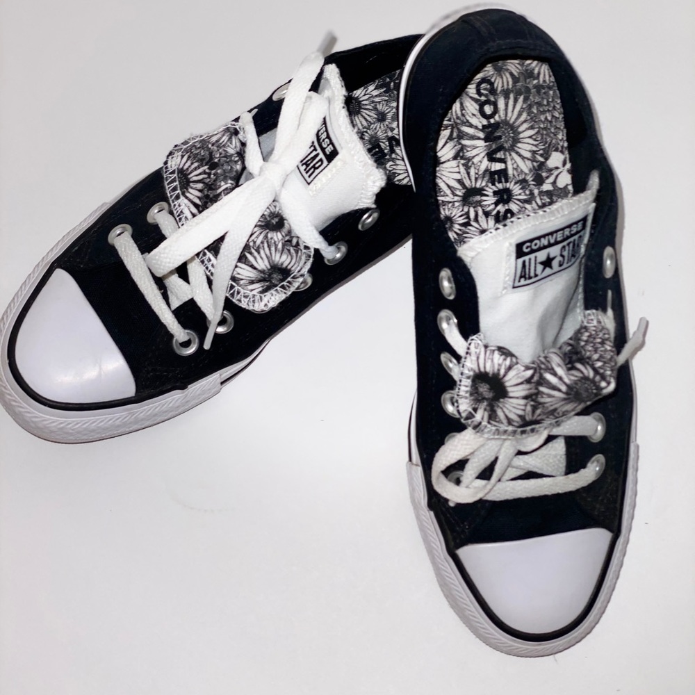 Black & White Sunflower Converse